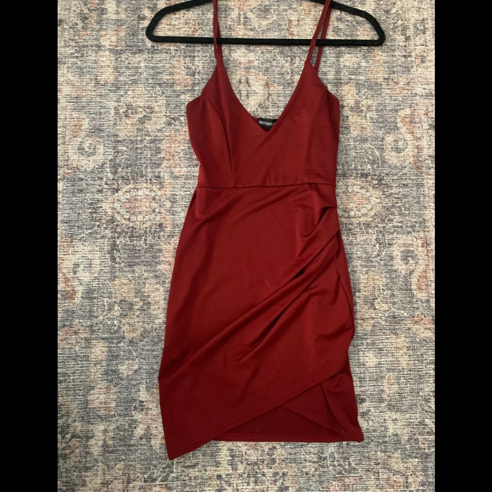 PrettyLittleThing Burgundy mini dress